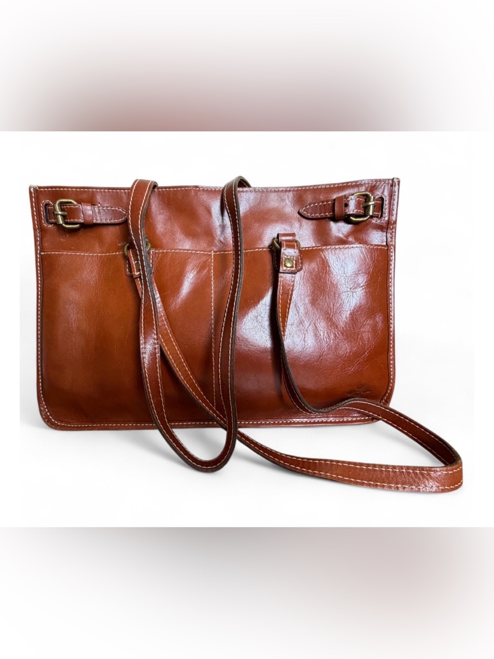 Patricia Nash Women's Italian Leather Tote/Purse in Cognac Brown